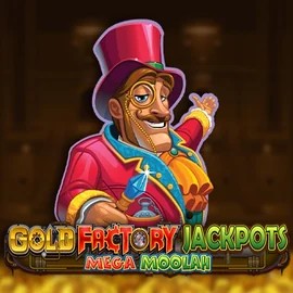 Gold Factory Jackpots Mega Moolah online game logo by Aurum Signature Studios on roulettinoocasino.com